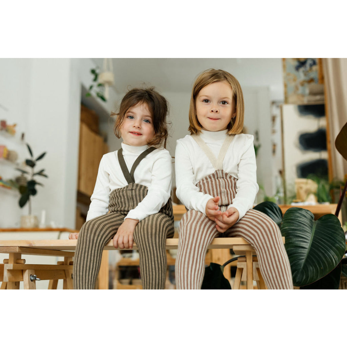 Silly Silas Granola X Cream Striped Special Footless Strumpbyxar