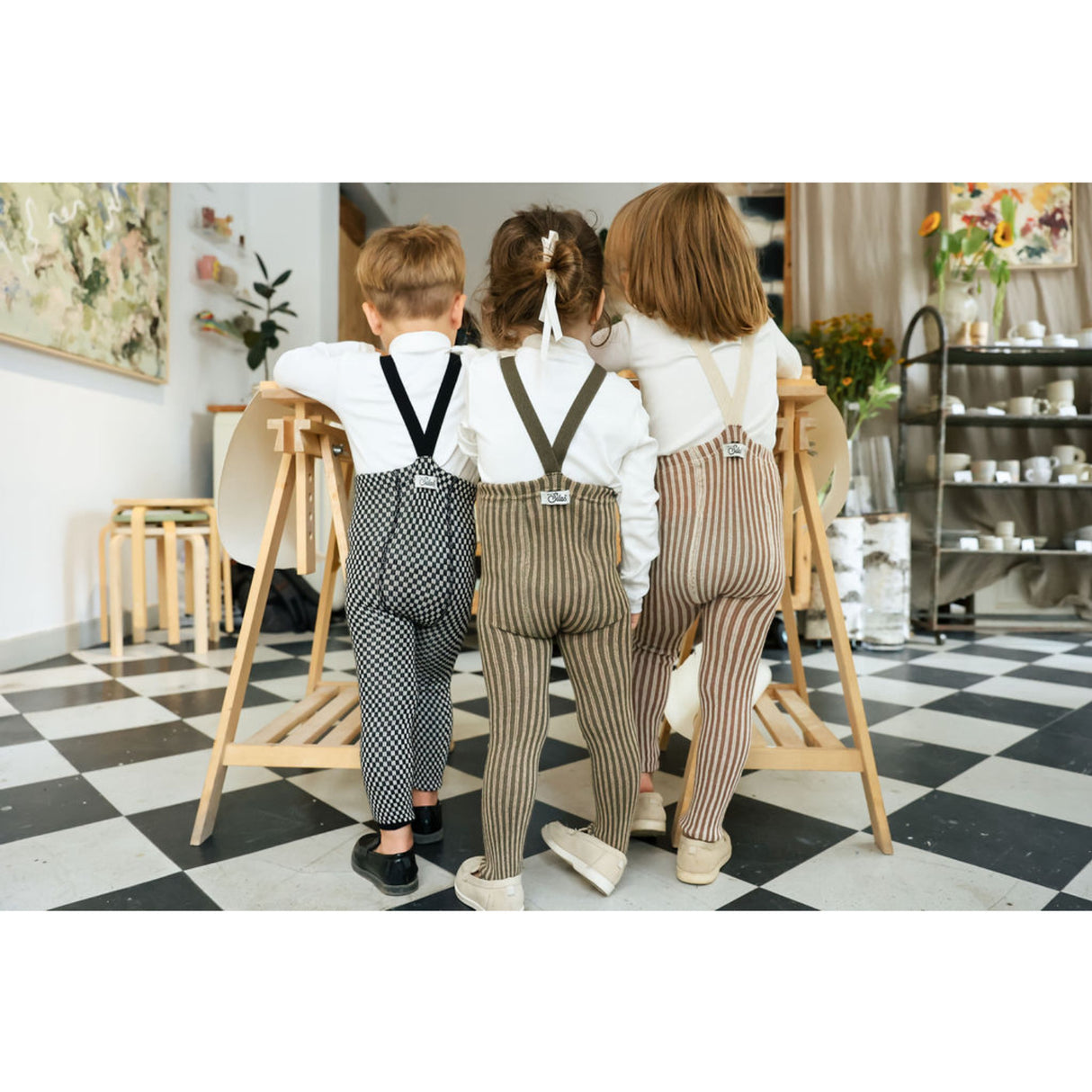 Silly Silas Granola X Cream Striped Special Footless Strumpbyxar