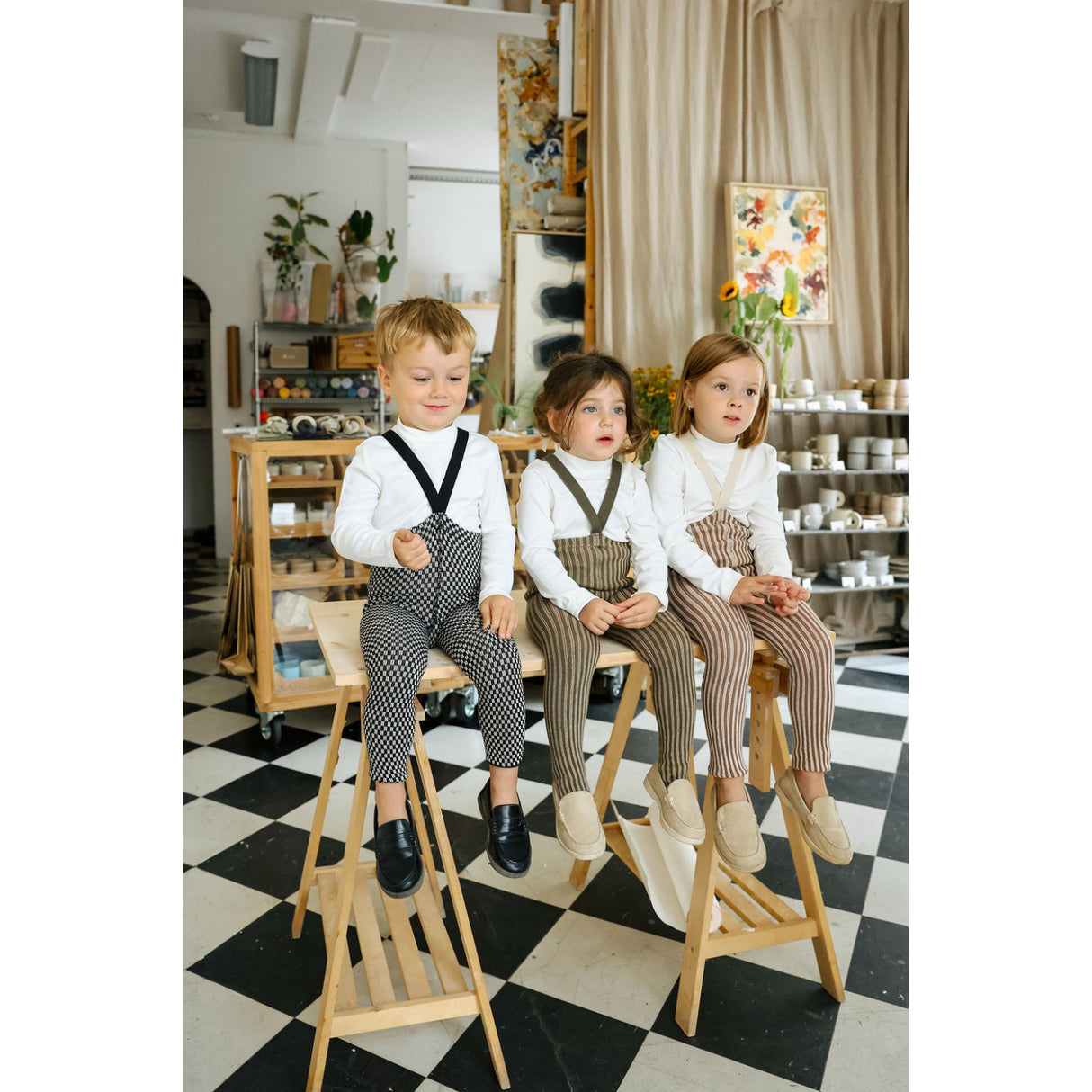 Silly Silas Black X White Checked Special Footless Strumpbyxar