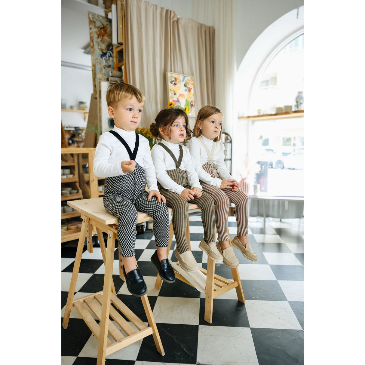 Silly Silas Black X White Checked Special Footless Strumpbyxar