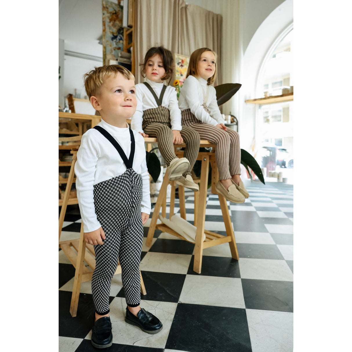 Silly Silas Black X White Checked Special Footless Strumpbyxar