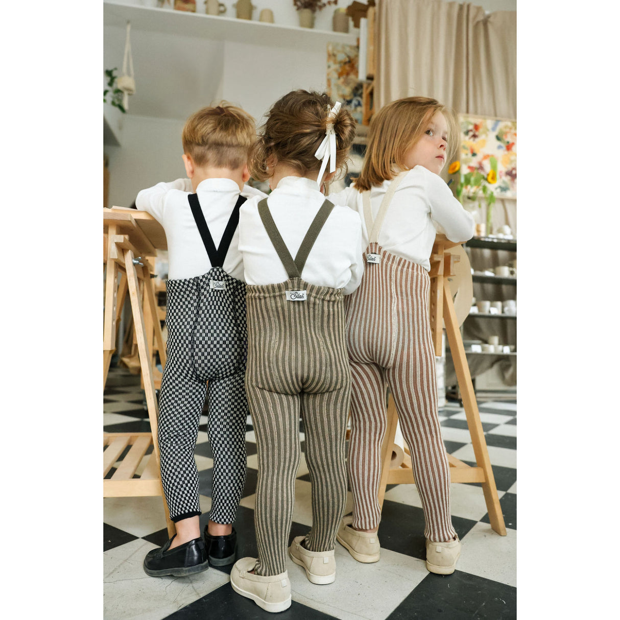 Silly Silas Black X White Checked Special Footless Strumpbyxar