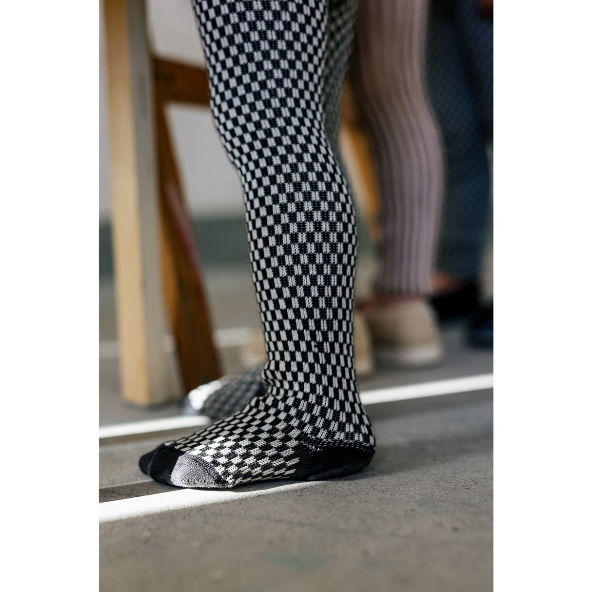 Silly Silas Black X White Checked Special Footed Strumpbyxar
