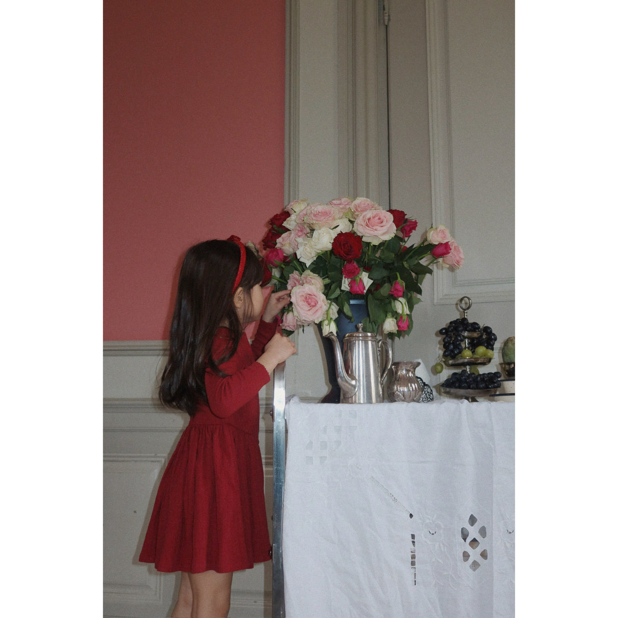 Konges Sløjd Red/Glitter Sammet Rosett Hairbrace