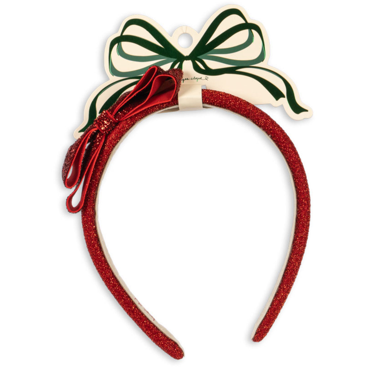 Konges Sløjd Red/Glitter Sammet Rosett Hairbrace