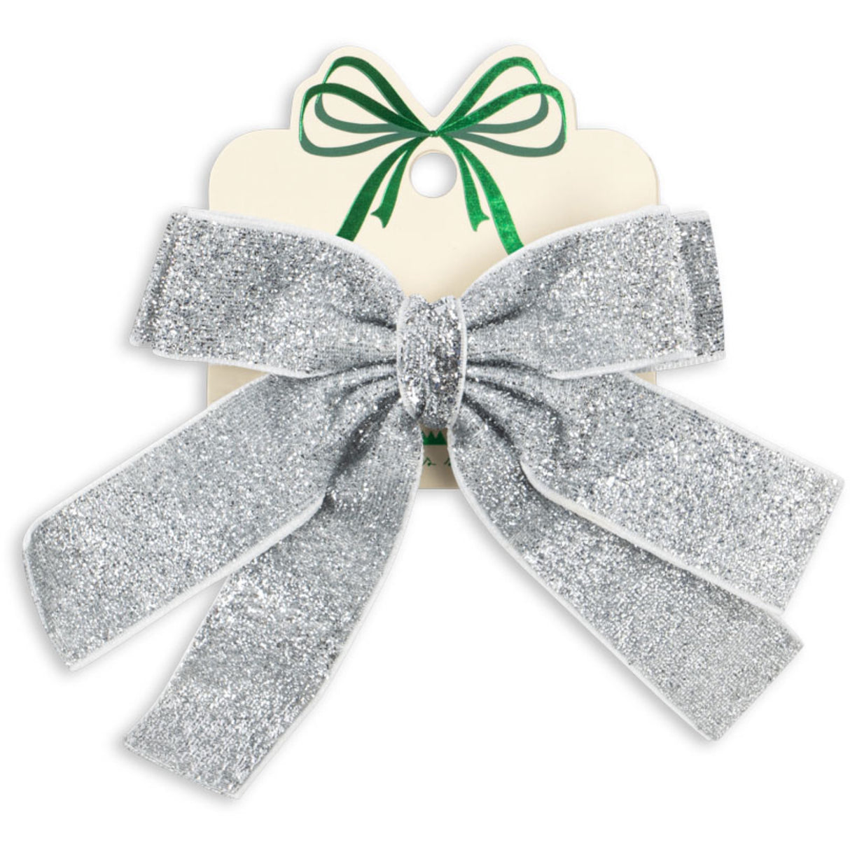 Konges Sløjd Silver Glitter Sammet Dubbel Rosett Hair Barrette