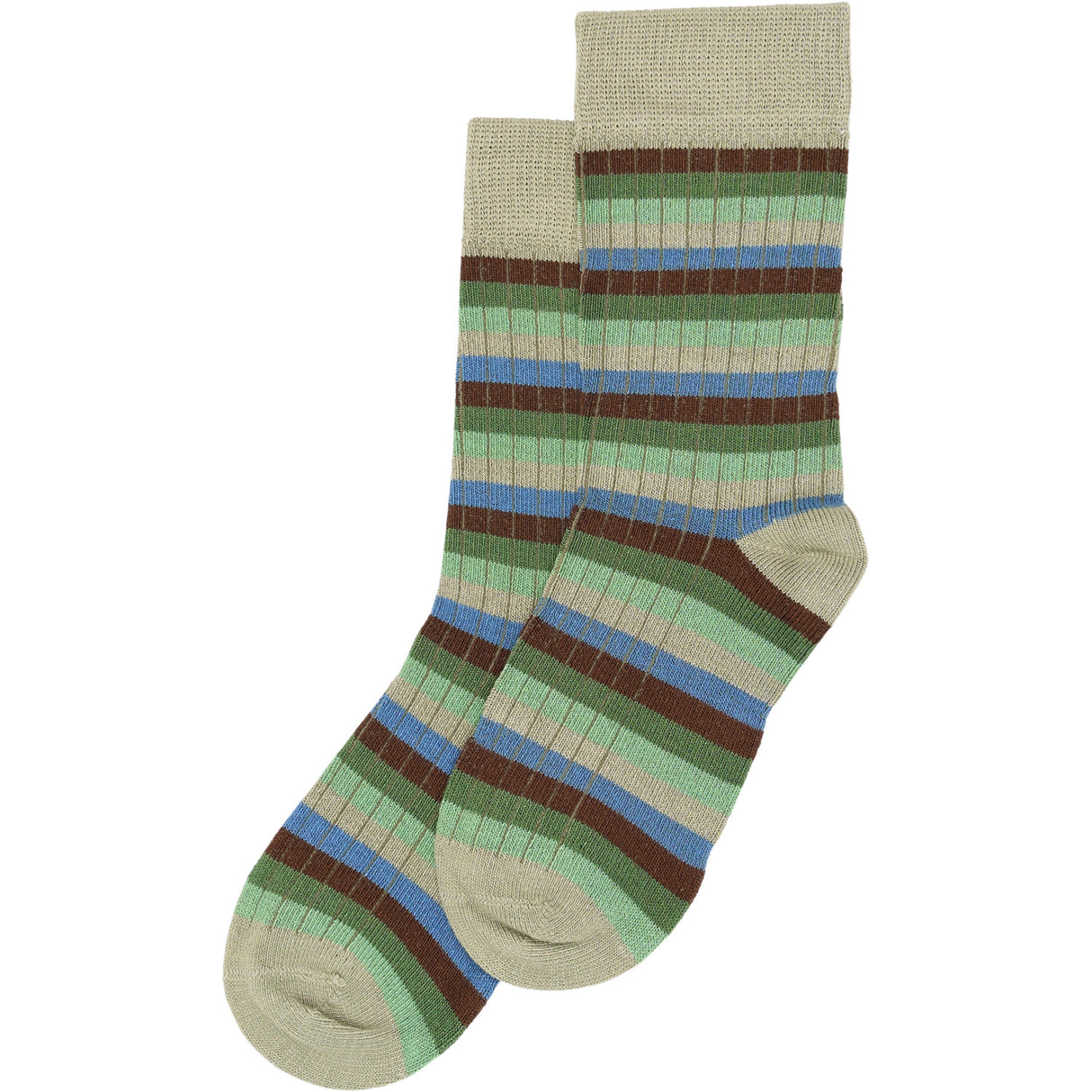 minipop® Green Bambu Multi Stripe Strumpor