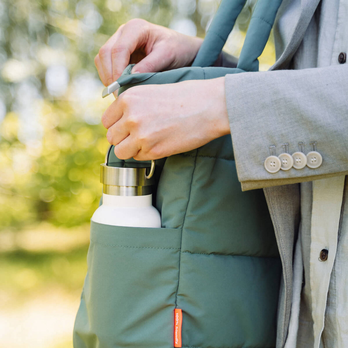 DonebyDeer Green Quiltad Pusle Tote Bag