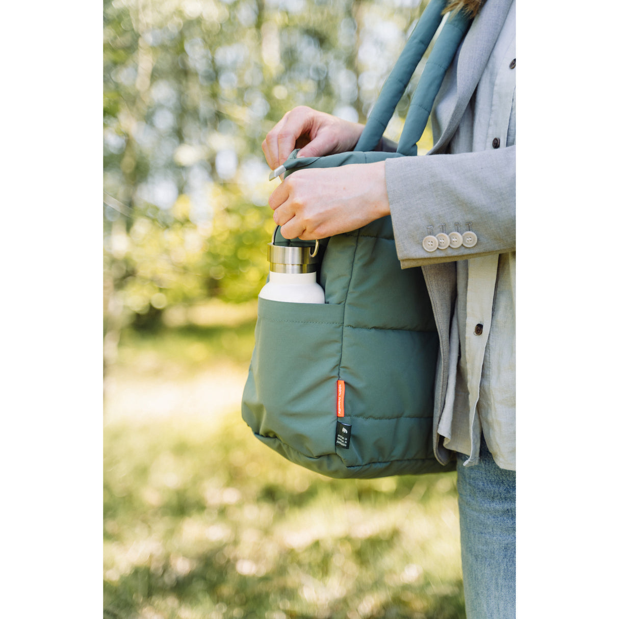 DonebyDeer Green Quiltad Pusle Tote Bag