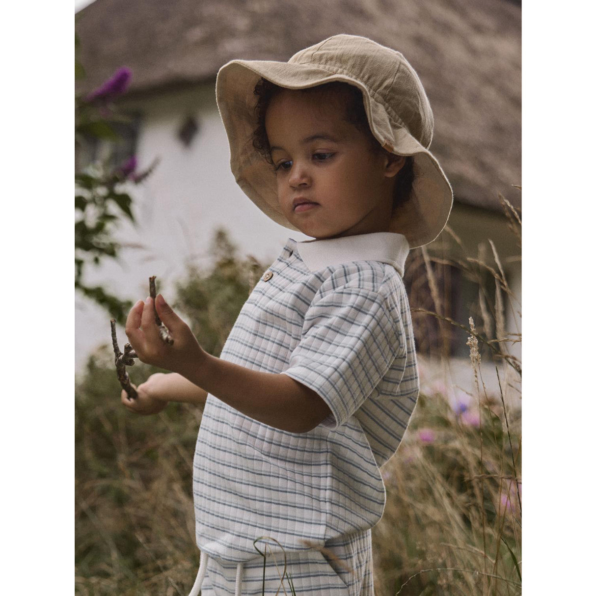 Lil'Atelier Coconut Milk Dusty Blue Nmmhaldur Ss Loose Pikétröja Lil