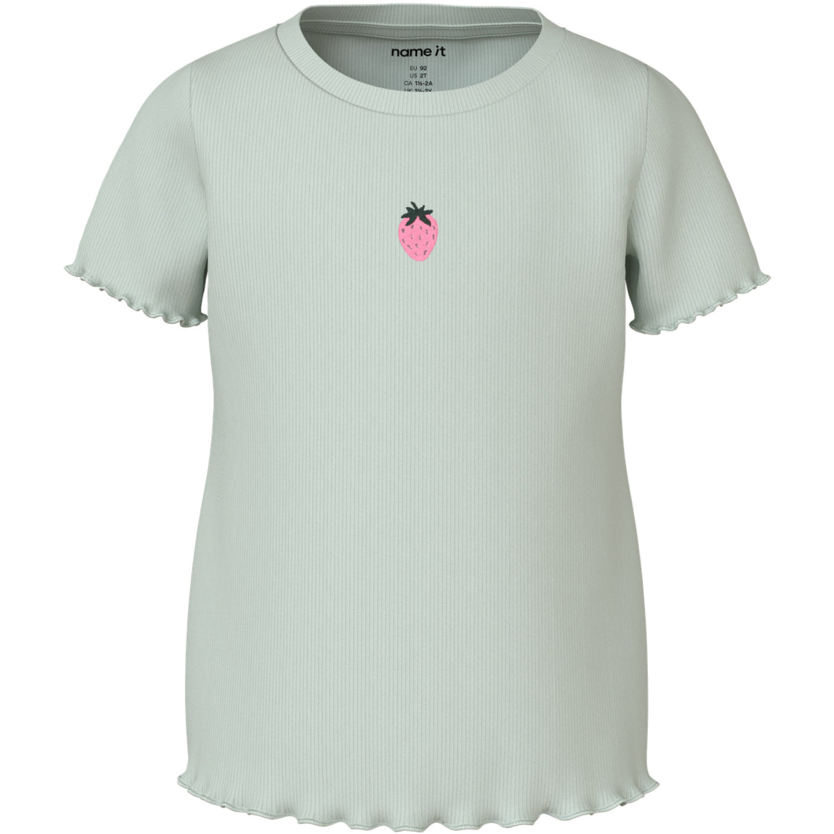 Name It Pale Aqua Strawberries Embroidery Nmfvivemma Ss Slim Topp