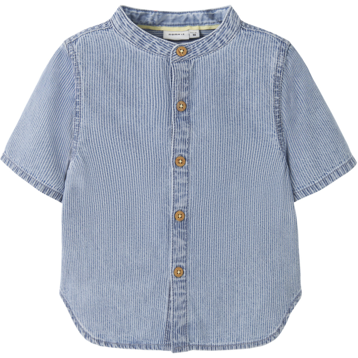 Name It Light Blue Denim Nmmhans Stripe Dnm Ss Skjorta 1910-Ip H