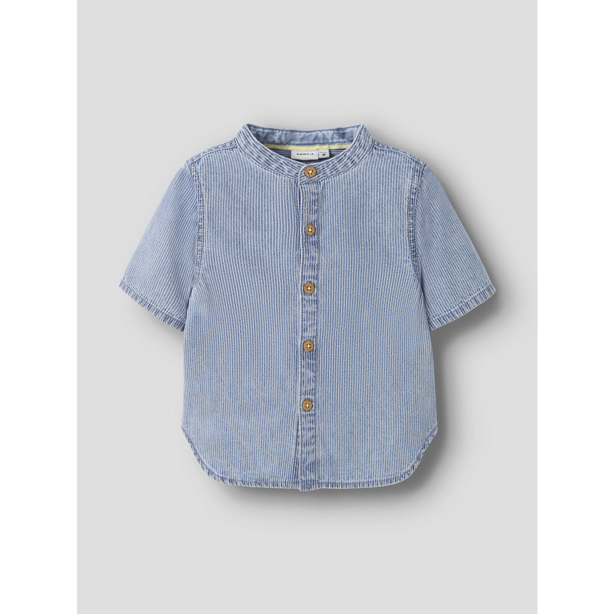 Name It Light Blue Denim Nmmhans Stripe Dnm Ss Skjorta 1910-Ip H