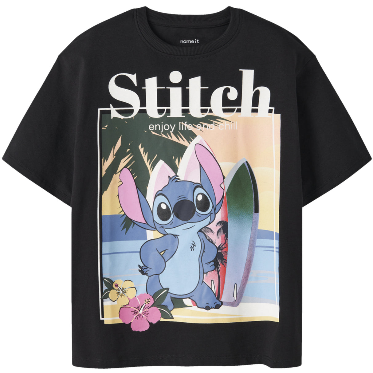 Name It Black Nkfaftina Stitch Ss Nreg Topp Box Wdi