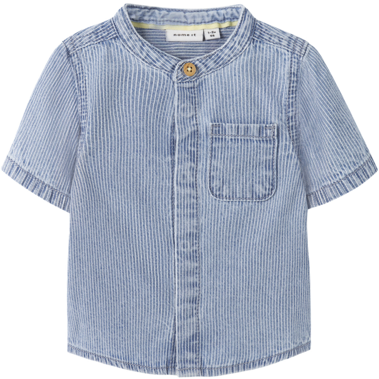 Name It Light Blue Denim Nbmleo Stripe Dnm Ss Skjorta 1910-Ip H