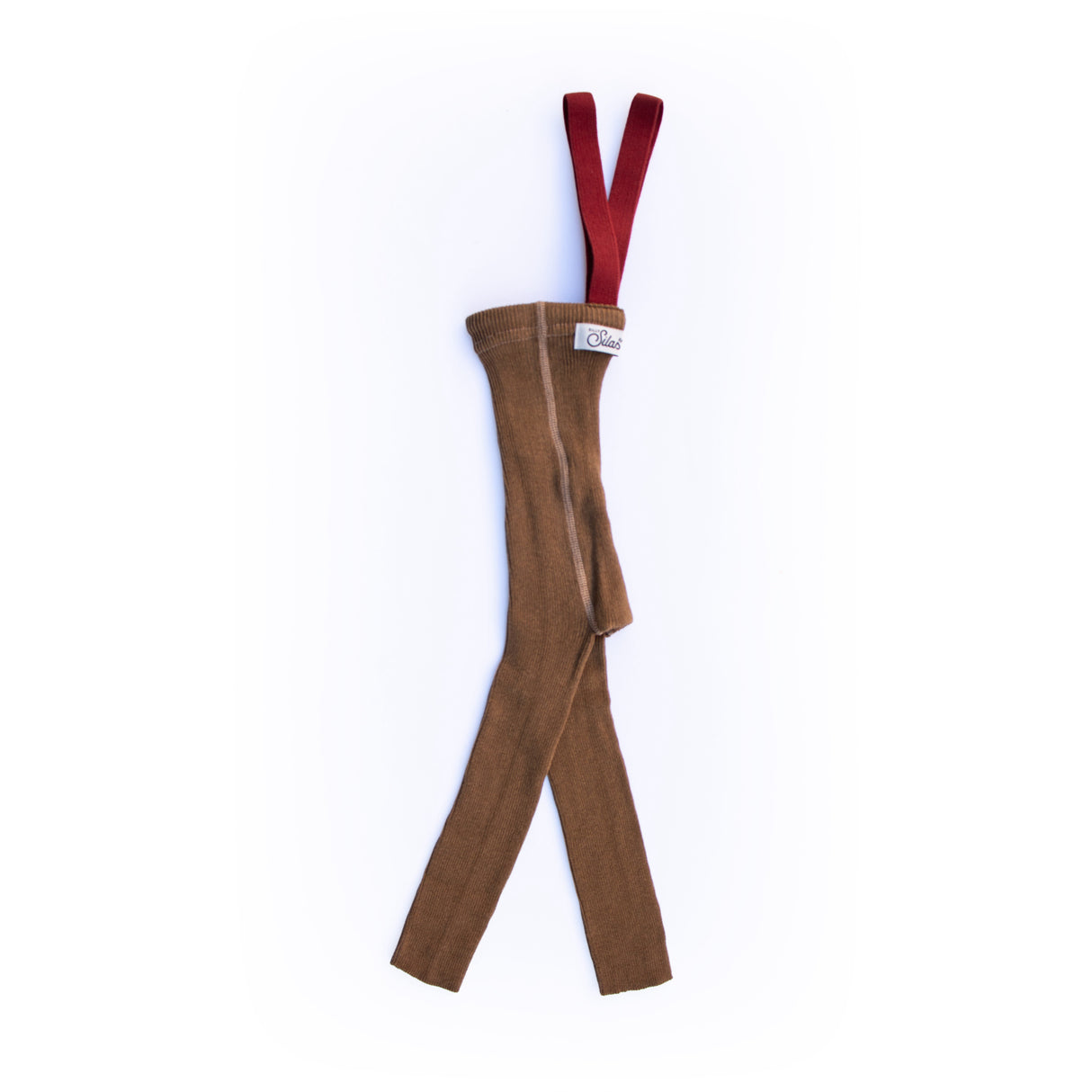 Silly Silas Acorn Brown With Maple Leaf Footless Strumpbyxar Christmas Edition