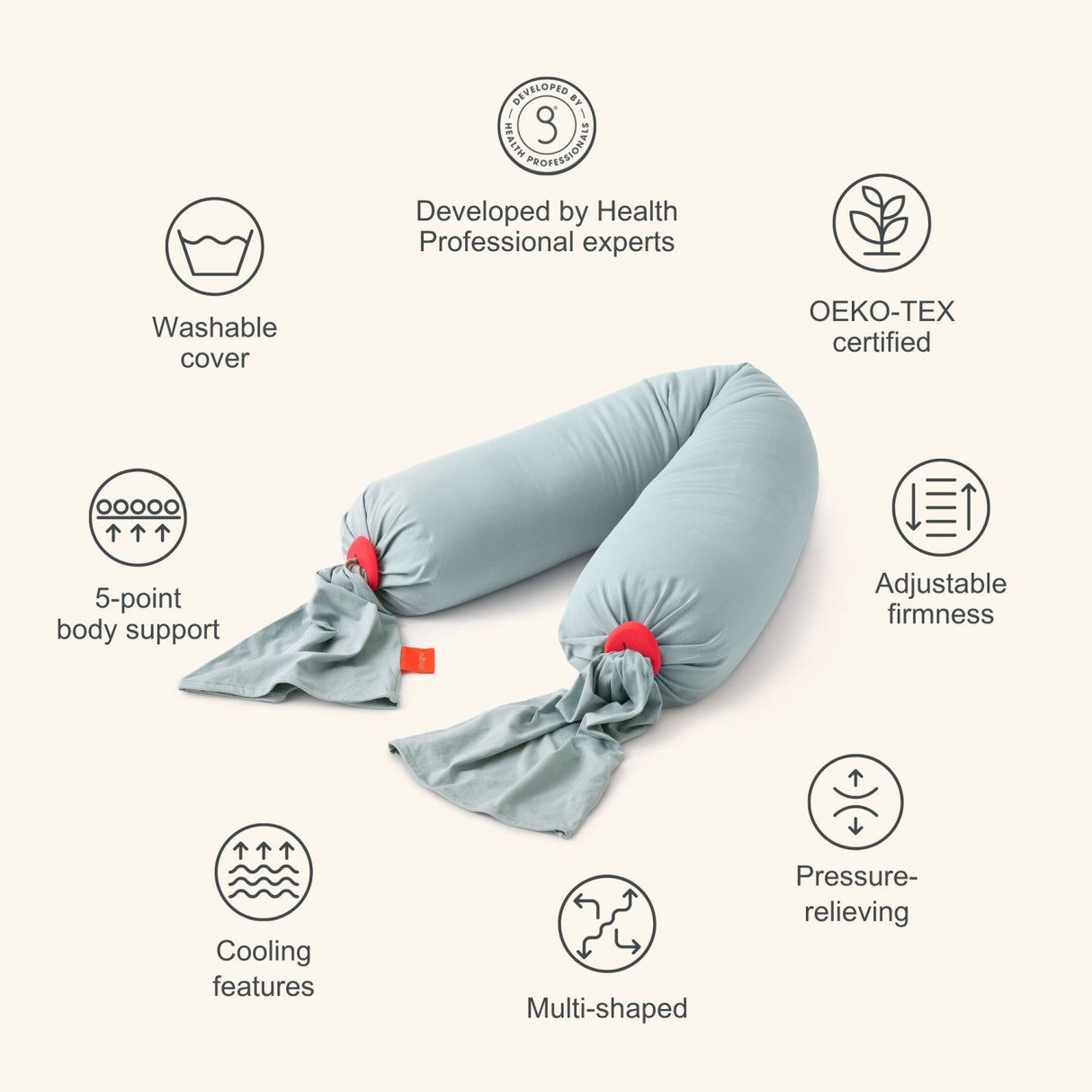 bbhugme Eucalyptus/Coral Pregnancy Kudde