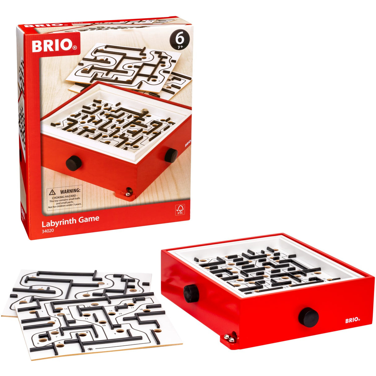 BRIO® 34020 Labyrint Spil, Rød M/2 Plader