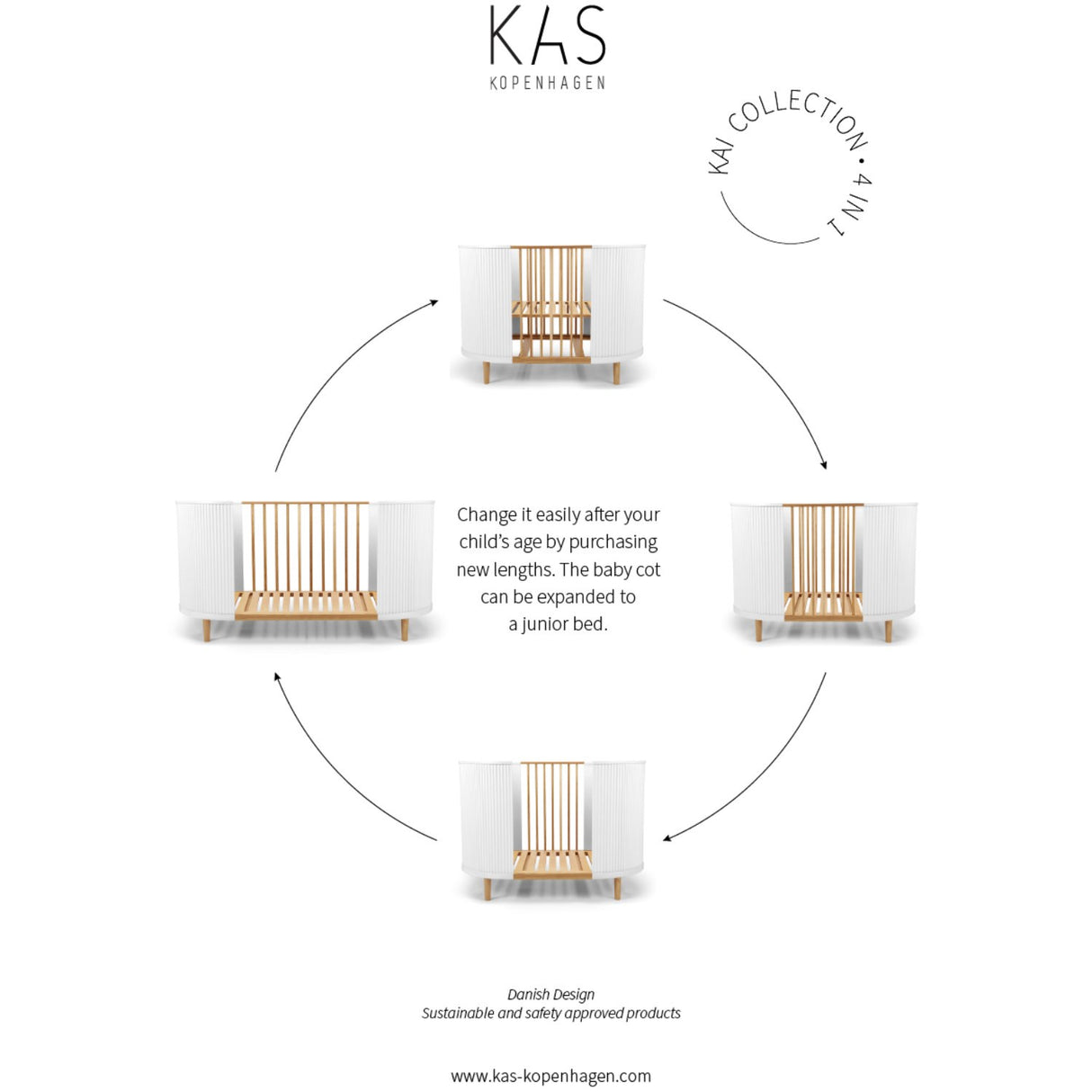 KAS Kopenhagen White Oak Kai Baby Cot