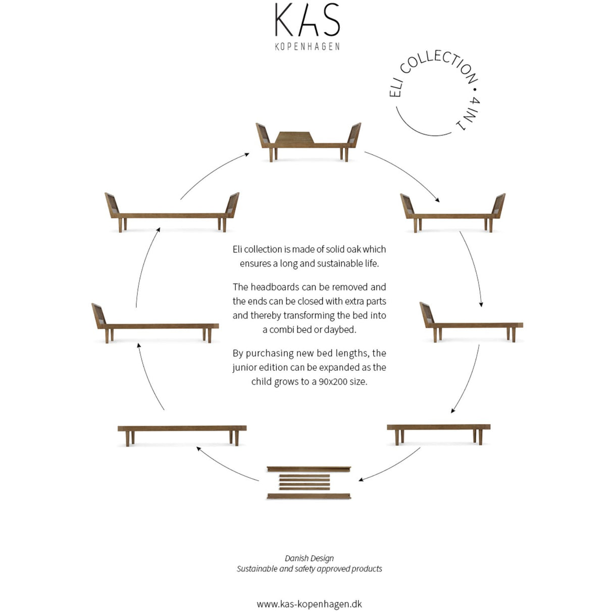 KAS Kopenhagen Smoked Oak Eli Junior Säng