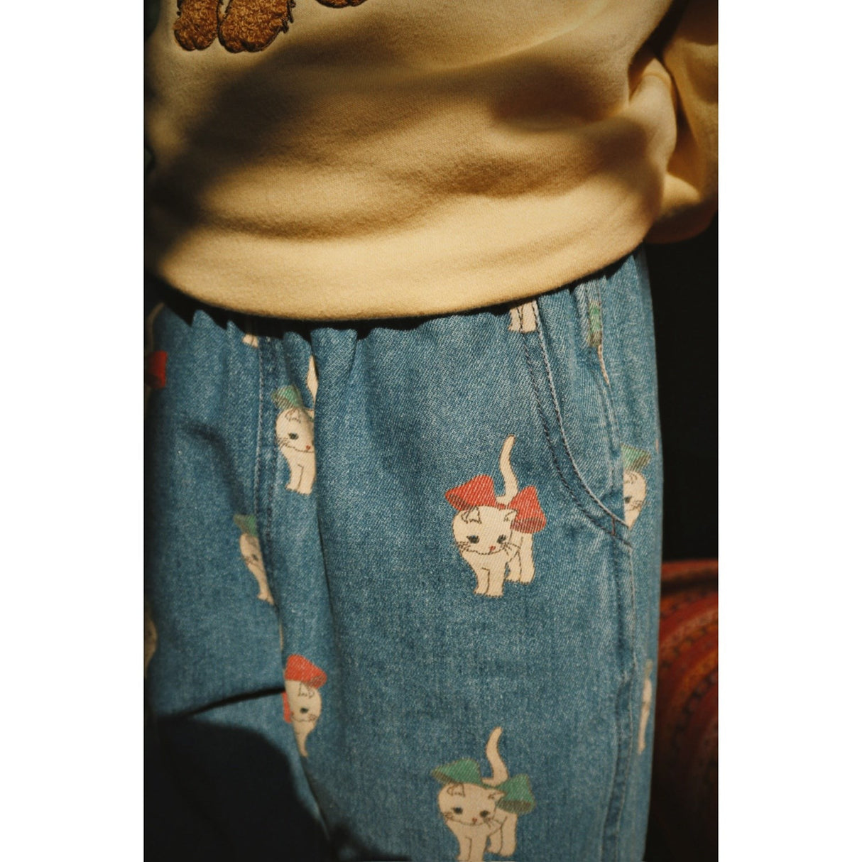 Konges Sløjd Bow Kitty Denim Magot Slit Byxor Gots