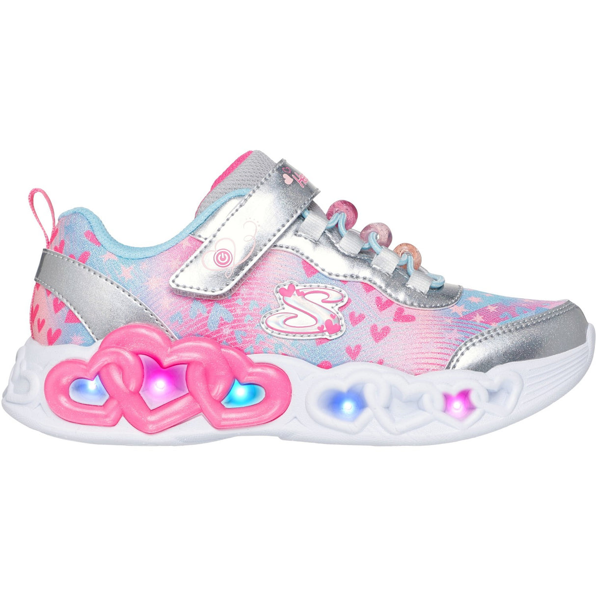 Skechers Silver Infinite Heart Lights - Heart Jewels