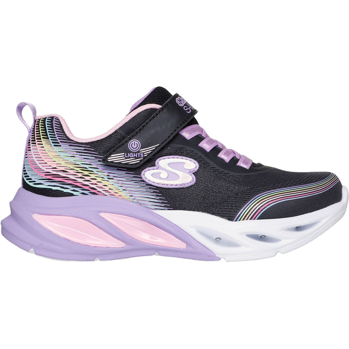 Skechers Black Cosmic Glow - Rainbow Beam