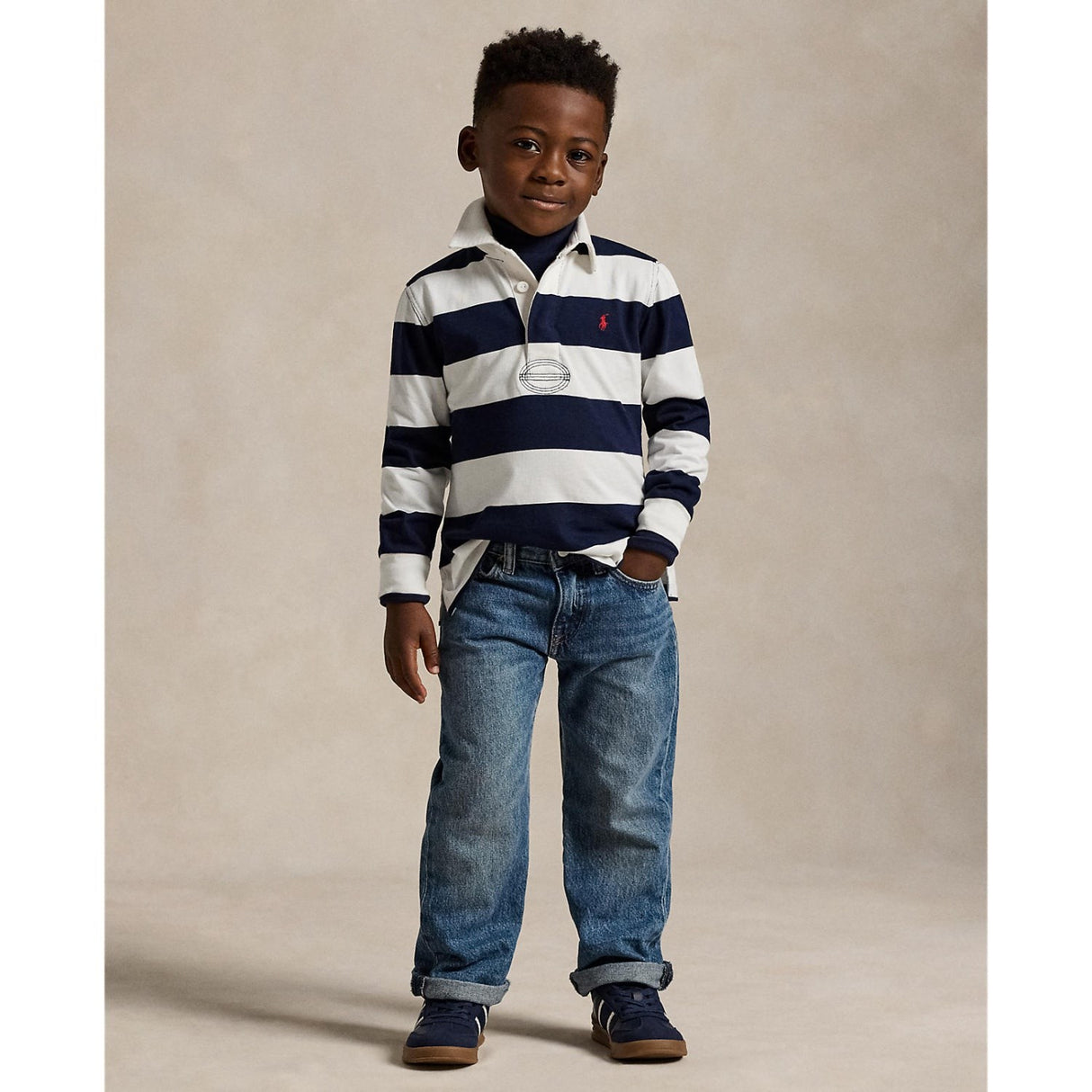 Polo Ralph Lauren White/Cruise Navy Rugby Pikétröja T-Shirt