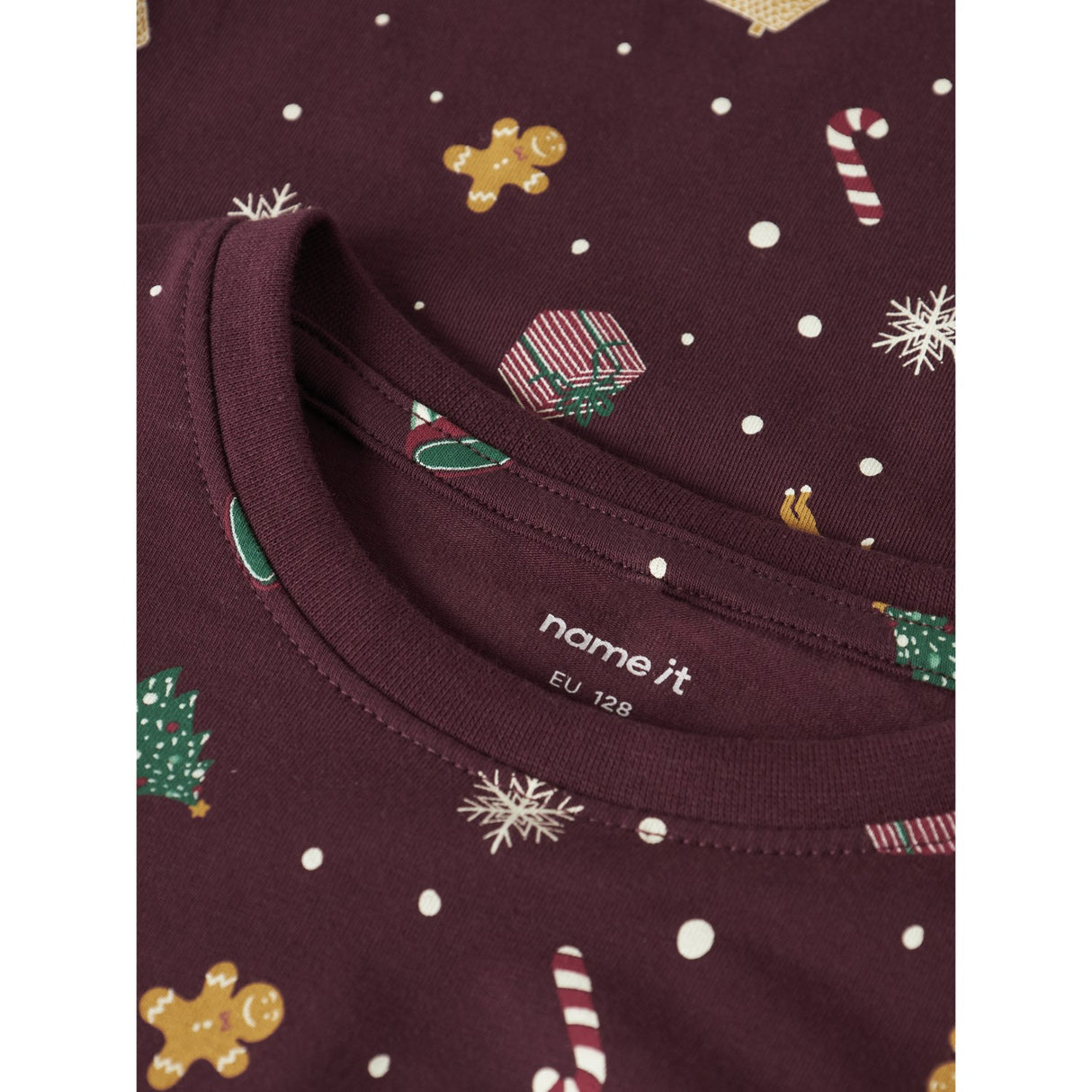 Name It Burgundy Xmas AOP Nknvismas Ls Nightset