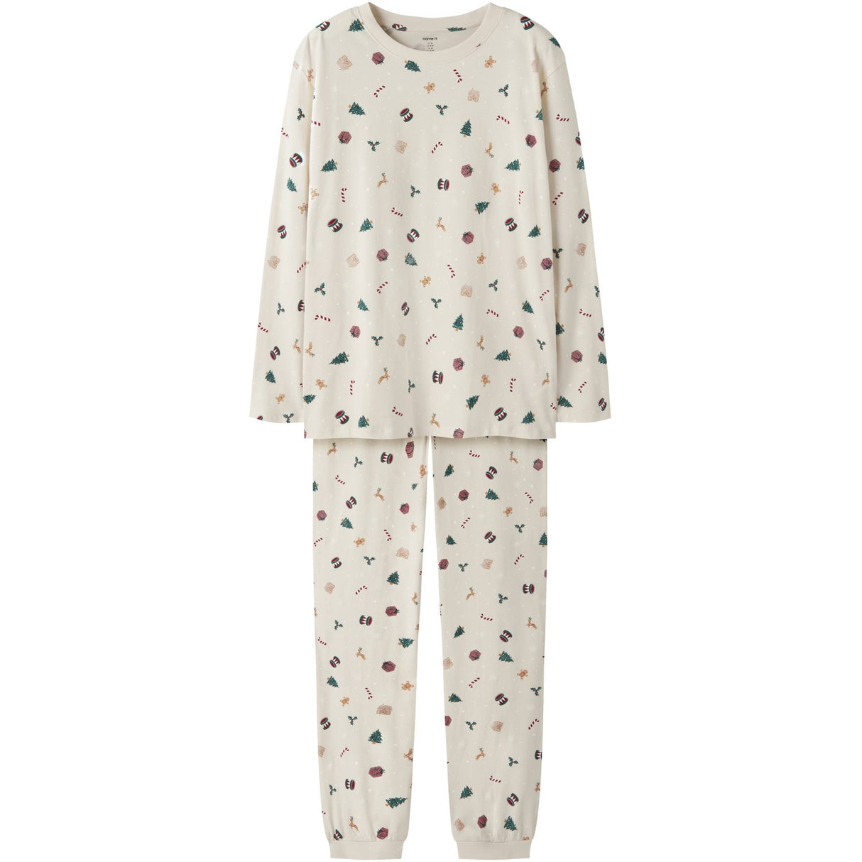 Name It Whitecap Gray Xmas AOP Nanvismas Ls Nightset Voksen