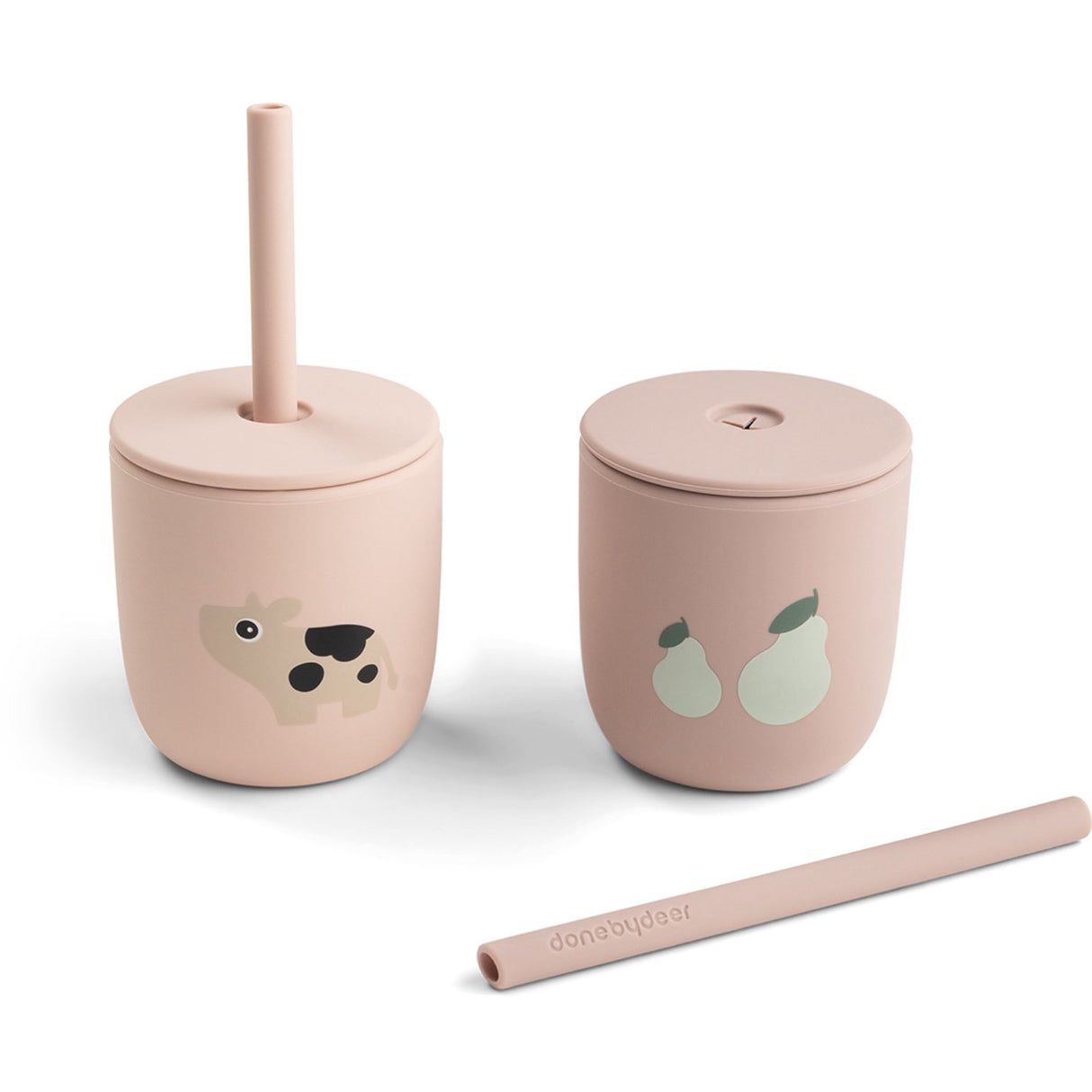 DonebyDeer Tiny Farm Powder Silikon Sugerørskop 2-Pack