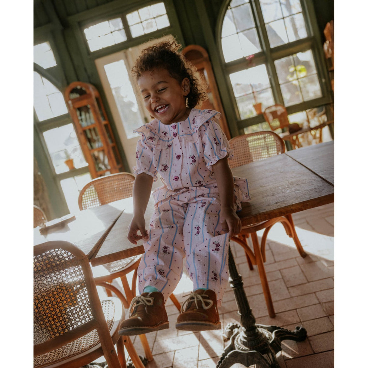 Fliink Chalk Pink Aop Colombe Ruffle Byxor