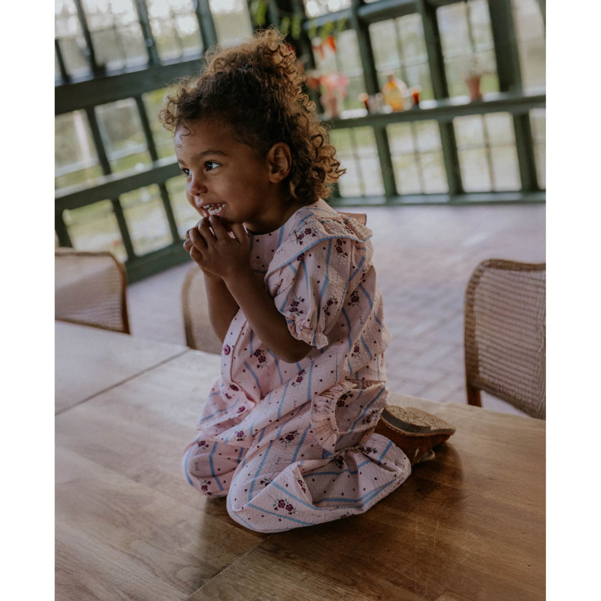 Fliink Chalk Pink Aop Colombe Ruffle Byxor