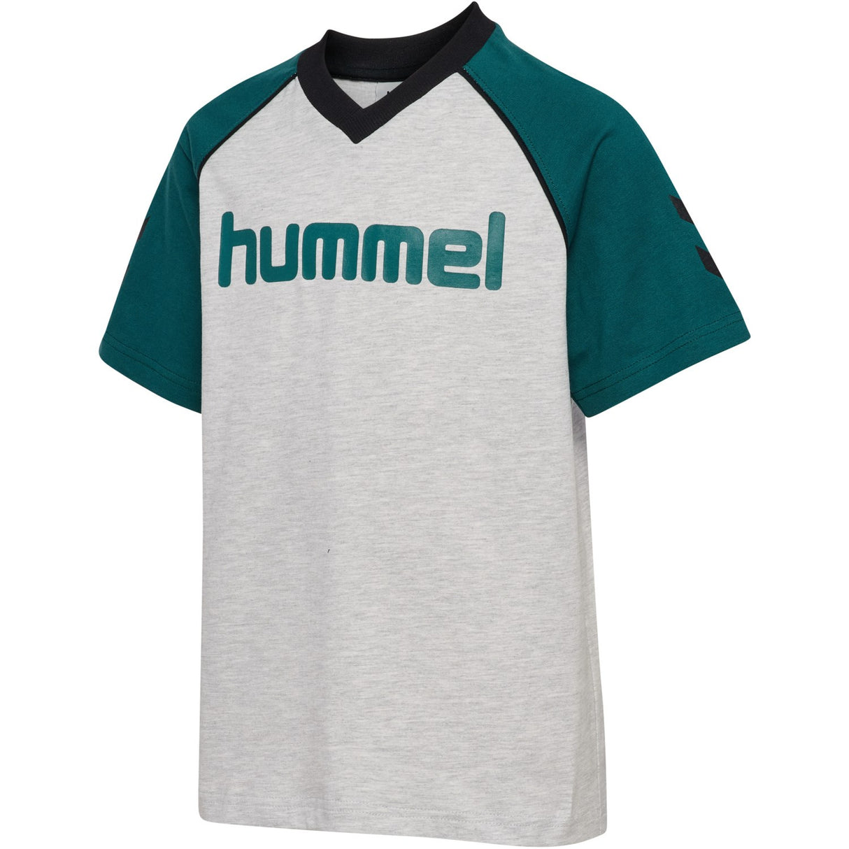 Hummel Light Grey Melange Jr Reg V-Neck T-Shirt Ss