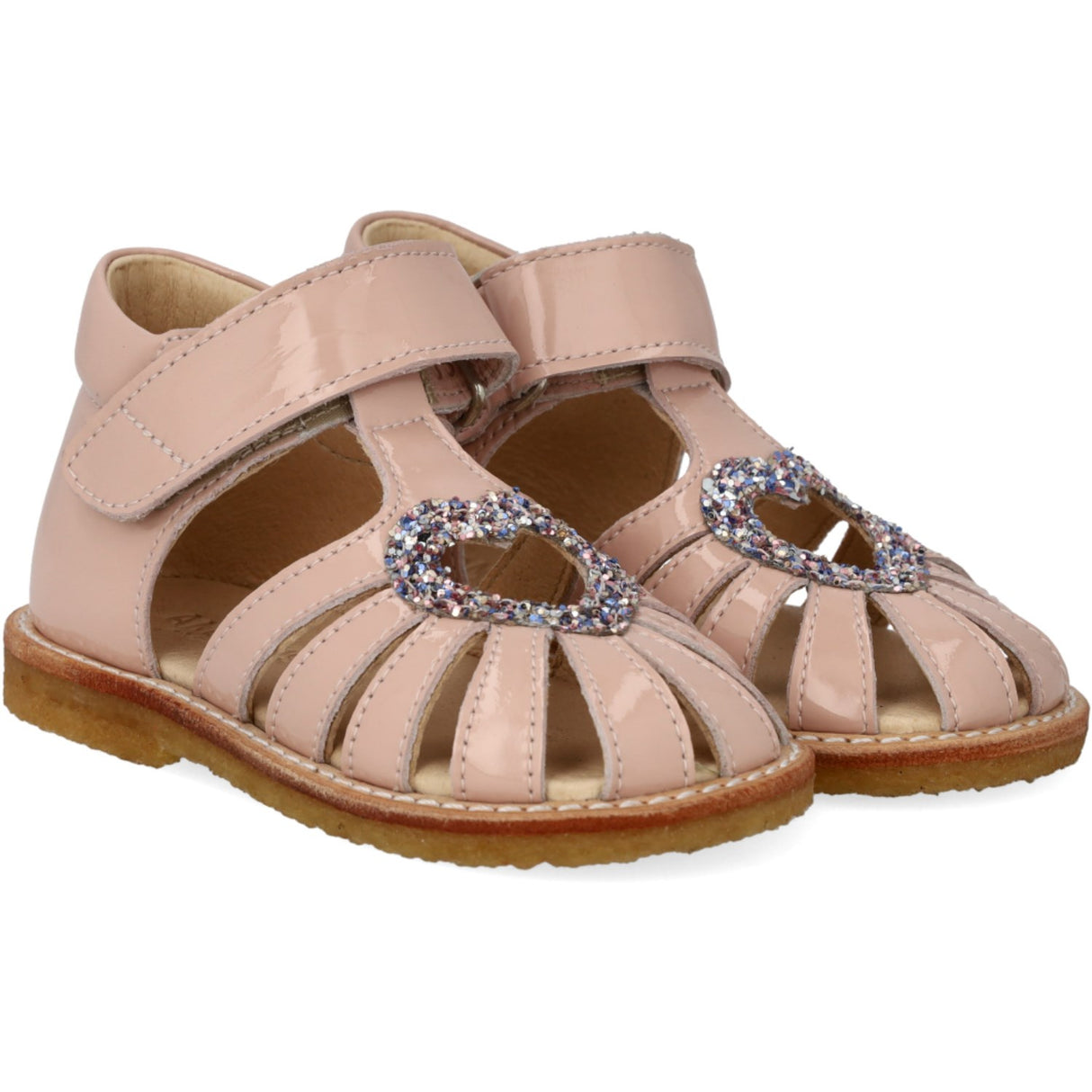 Angulus Hjertesandal Med Glitter Og Velcrolukning