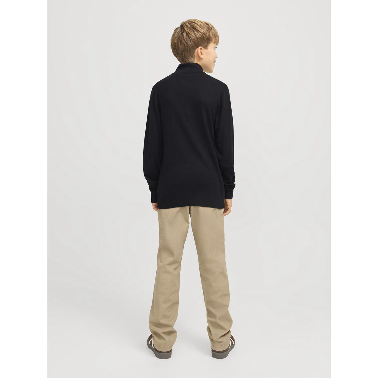 Jack & Jones Junior Black Jjeemil Stickad Half Zip Noos Jnr