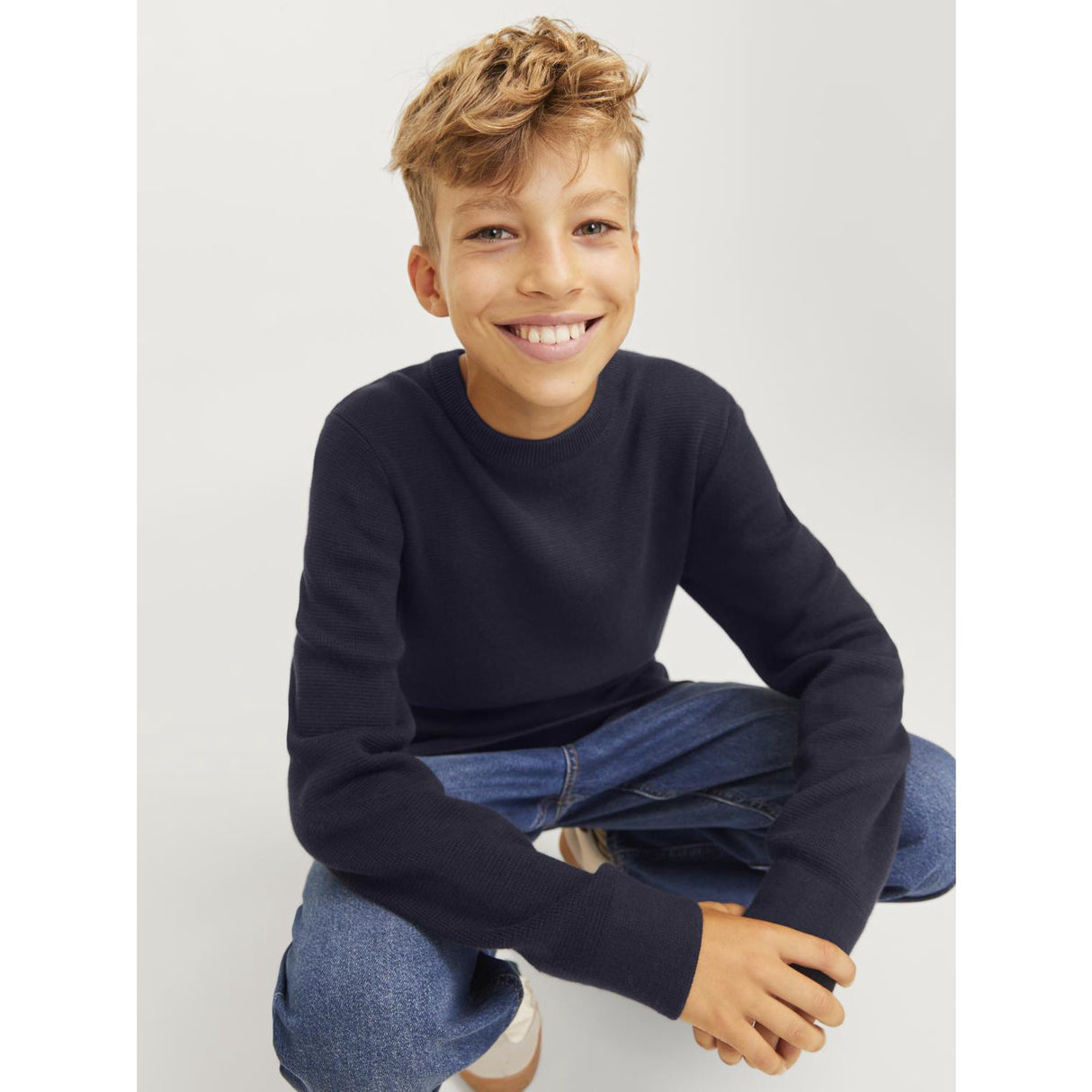 Jack & Jones Junior Night Sky Jprblamilano Stitch Stickad Crew Neck Jnr