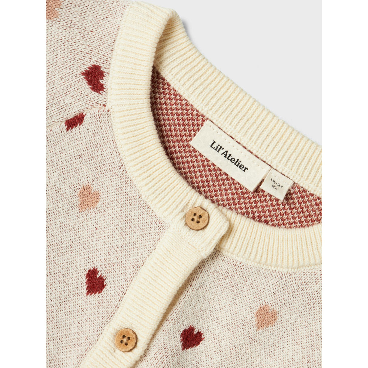 Lil'Atelier Turtledove Red Heart Nmfsaran Ls Stickad Card Heart Lil