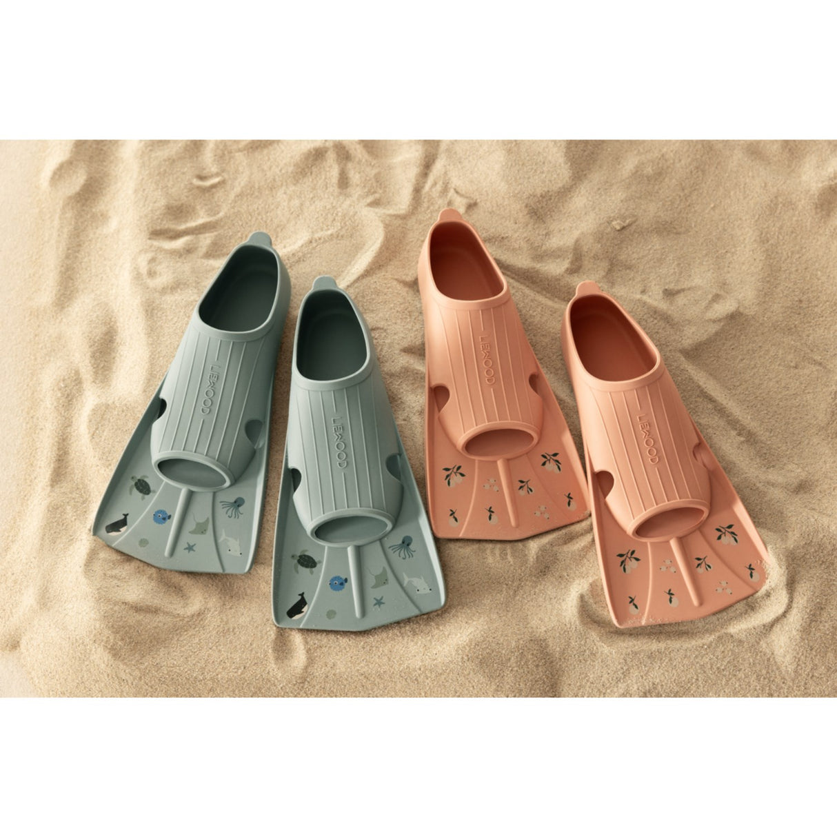 LIEWOOD Sea / Peppermint Gustav Printed Swim Fins