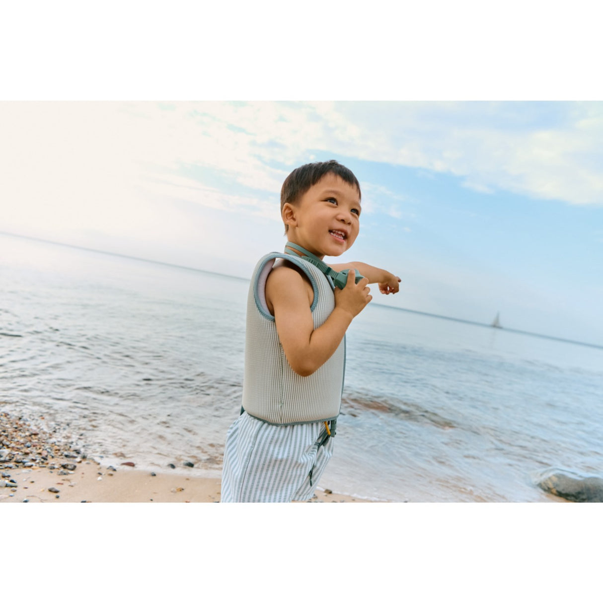 LIEWOOD Peppermint / Sandy Dove Seersucker Swim Väst