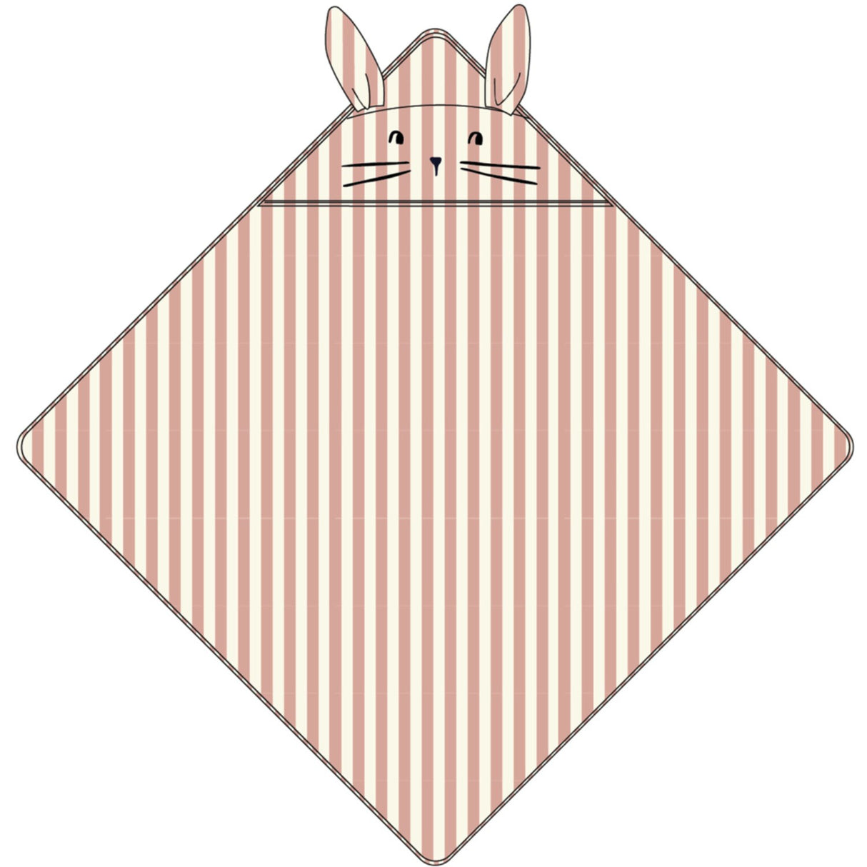 LIEWOOD Coral Blush / Creme De La Creme Stripe Albert Hooded Handduk