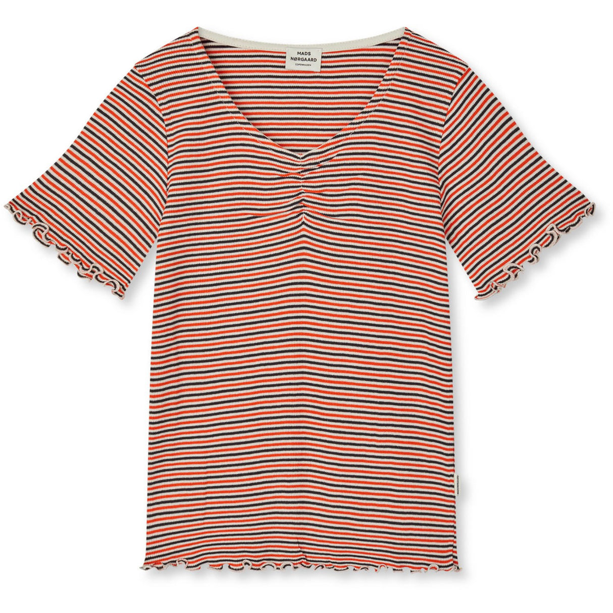 Mads Nørgaard Fiery Red/Vanilla Ice 2X2 Bomull Stripe Tiki Tee