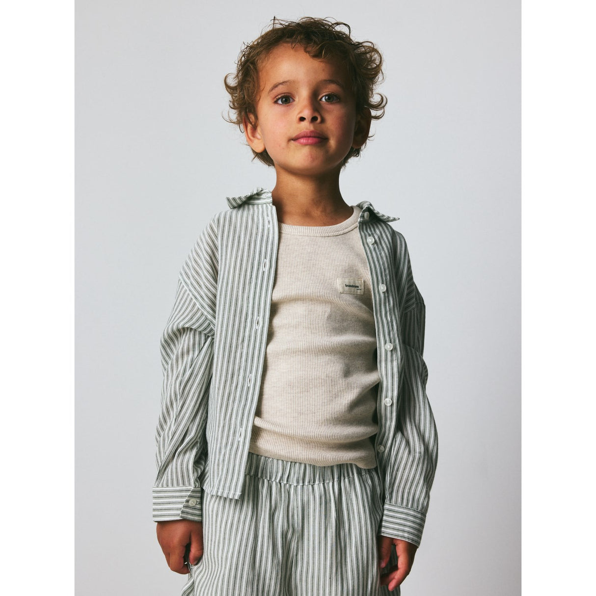 brunobruno nation Agave Green Stripe Nohrla Stripe Skjorta