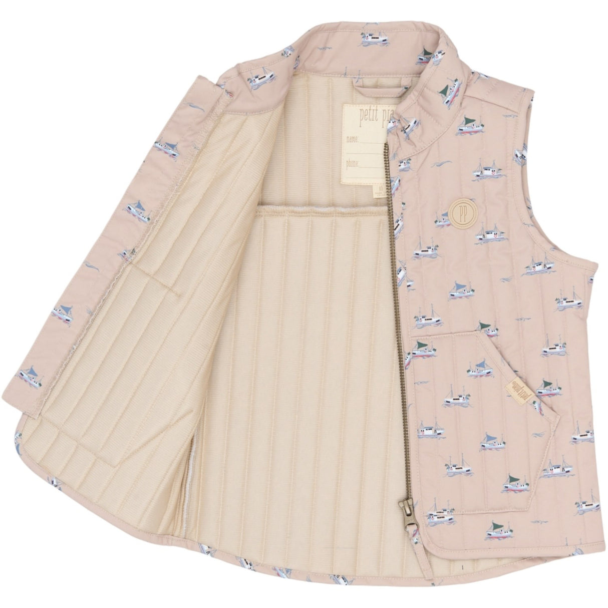 Petit Piao Oxford Tan Boat AOP PPEver Thermo Waistcoat