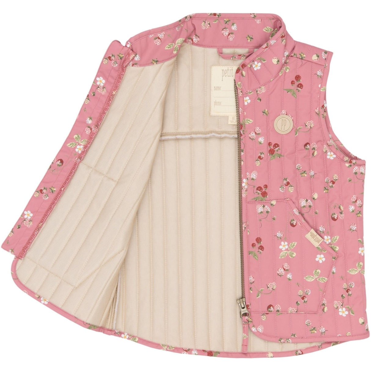 Petit Piao Dusty Rose Strawberry AOP PPEver Thermo Waistcoat