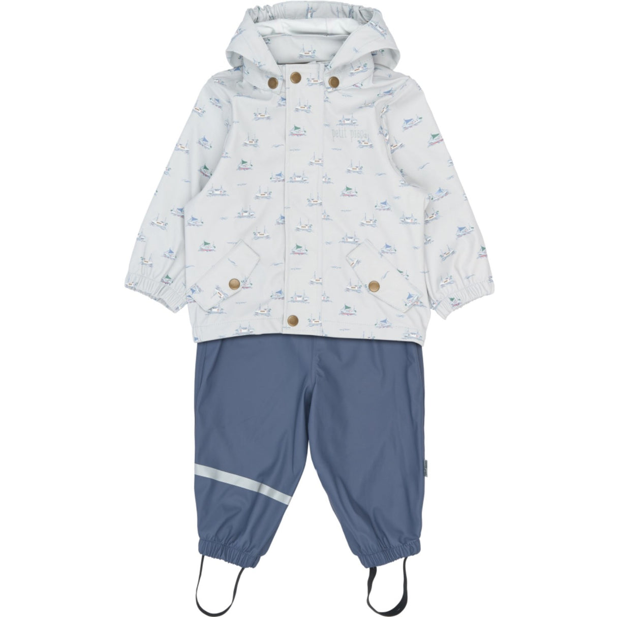 Petit Piao Pearl Blue Boat AOP PPDai Regnkläder Sett W. Susp.