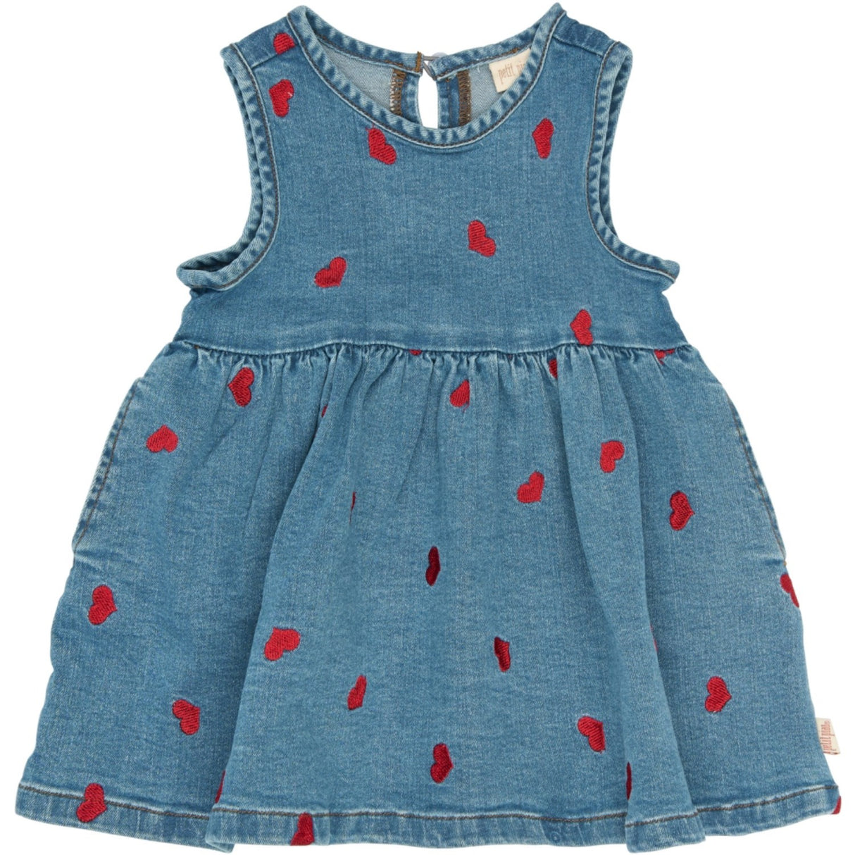 Petit Piao Light Blue Denim EMB PPEva S_L Denim Klänning