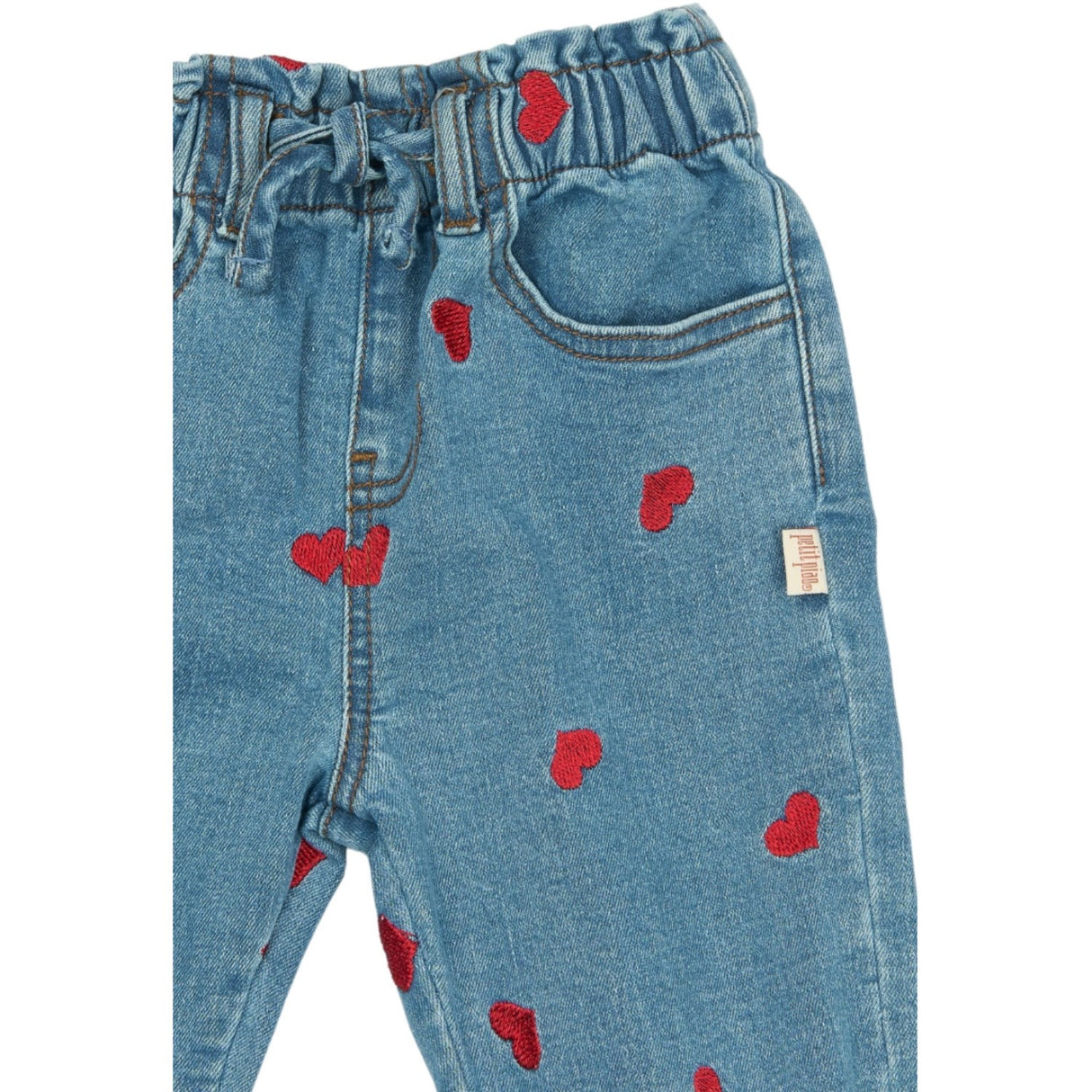 Petit Piao Light Blue Denim EMB PPEva Denim Byxor