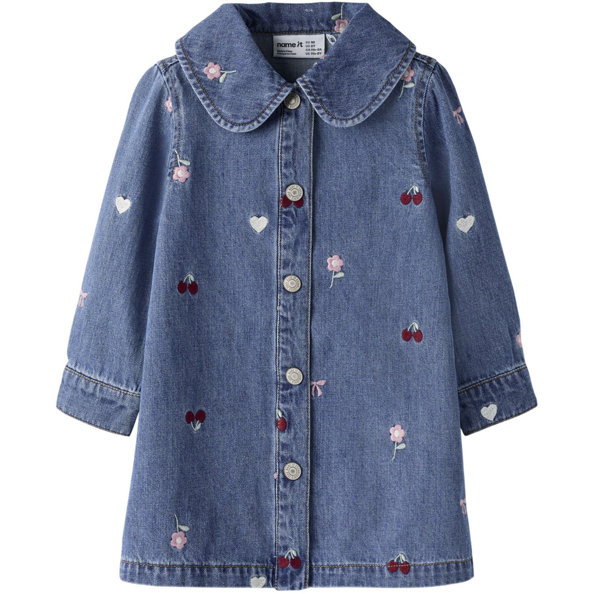Name It Medium Blue Denim Emb Nmfemily Ls Emb Dnm Klänning 4870-Ov L