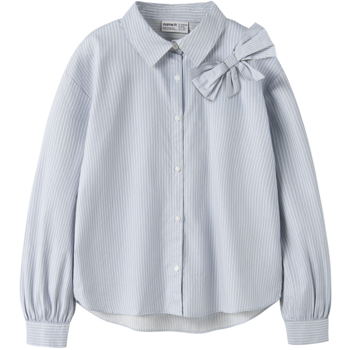 Name It Subdued Blue Antique White Nkfkamesa Ls Rlx Skjorta
